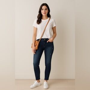 GAP 1969 Always Skinny stonewashed slightly distressed denim dark jeans. Size26R